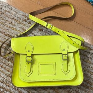 NWOT The Cambridge Satchel Company neon yellow  Satchel Bag